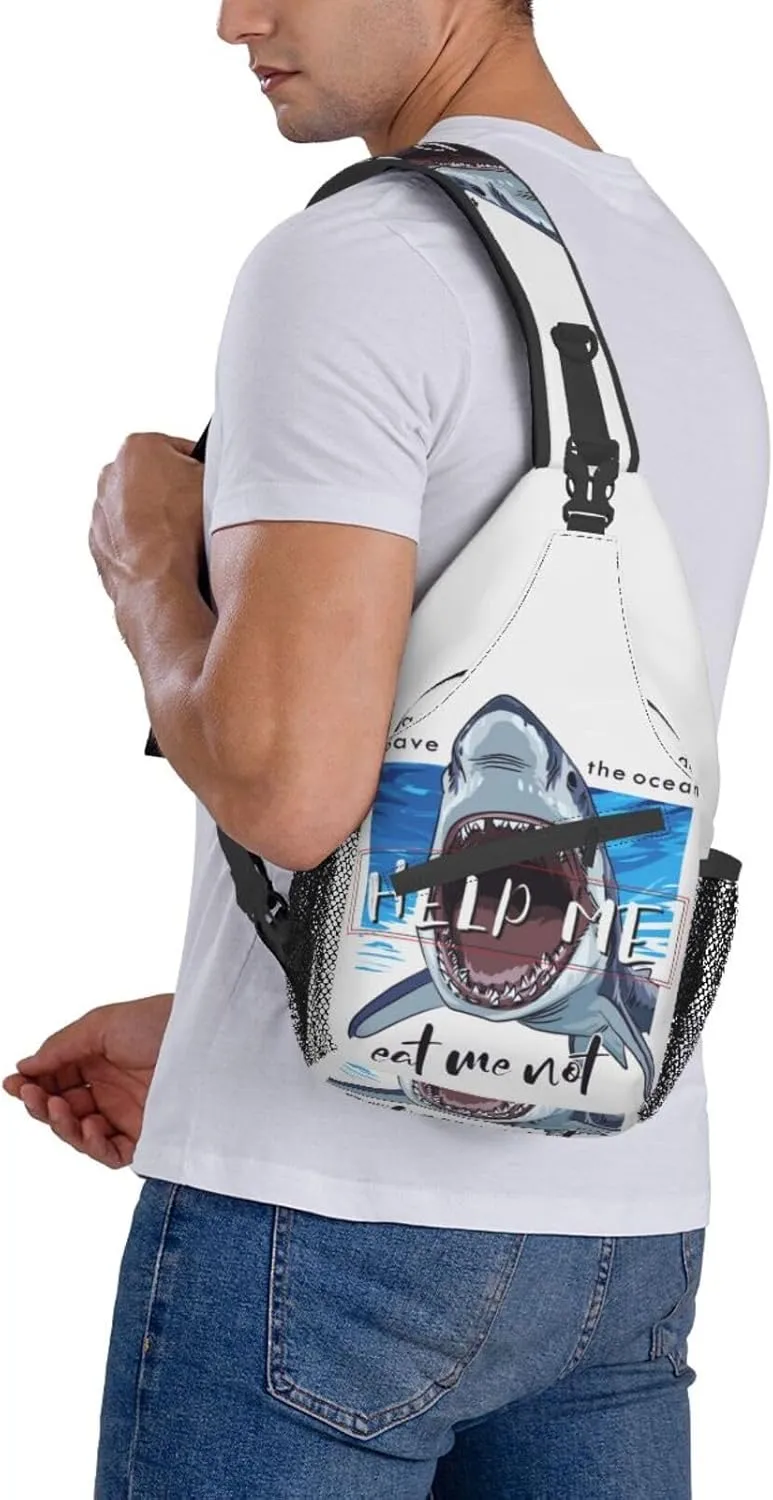 Shark Sling Backpack Chest Bag Crossbody Shoulder Bag Gym Cycling Travel Hiking Daypack For Men Women