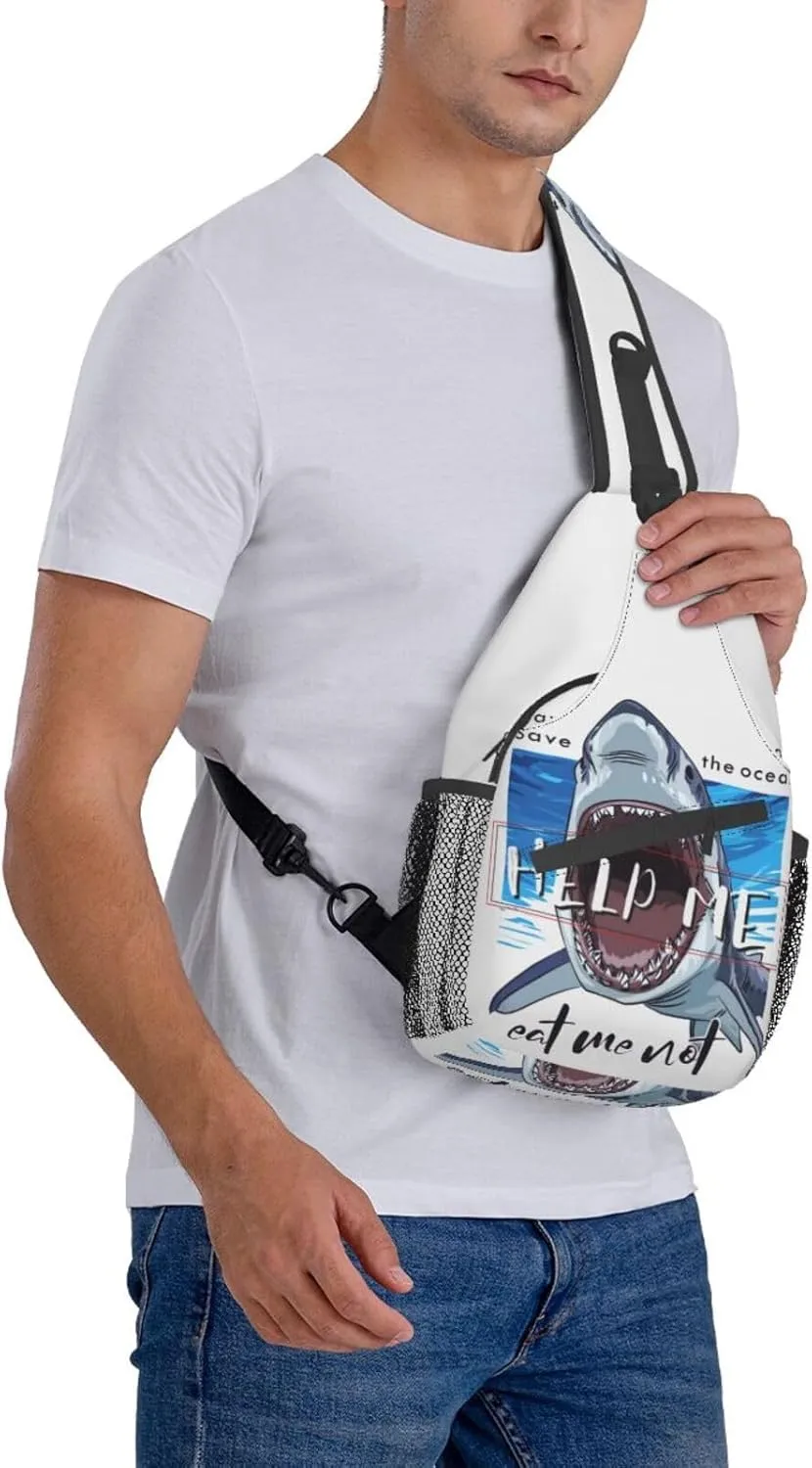 Shark Sling Backpack Chest Bag Crossbody Shoulder Bag Gym Cycling Travel Hiking Daypack For Men Women