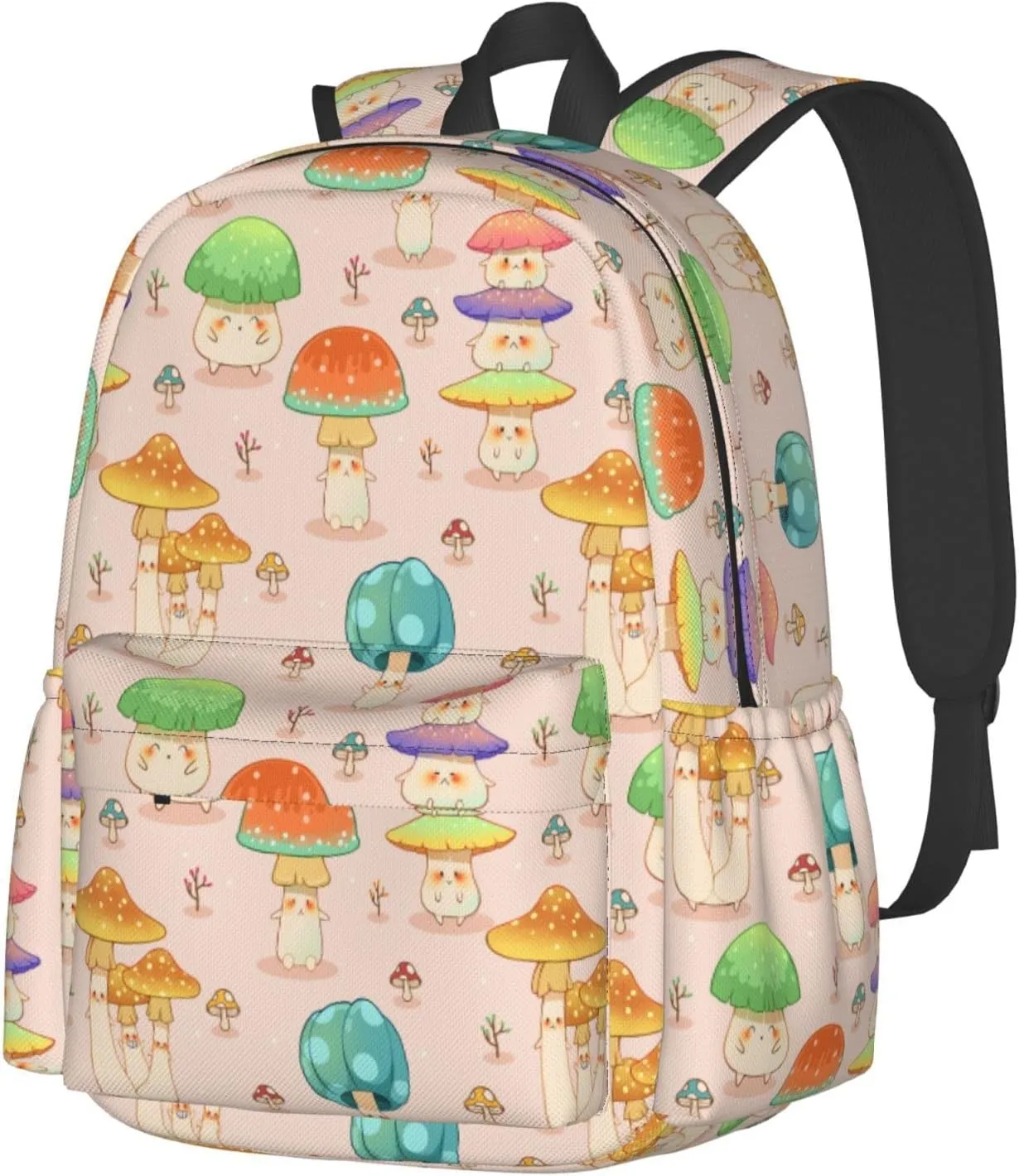 Shoggoth Mushroom Backpack 17 Inch Cute Mushroom Casual Daypack Lightweight Women's Laptop Backpack Campus Travel Bag for Women Men Hiking