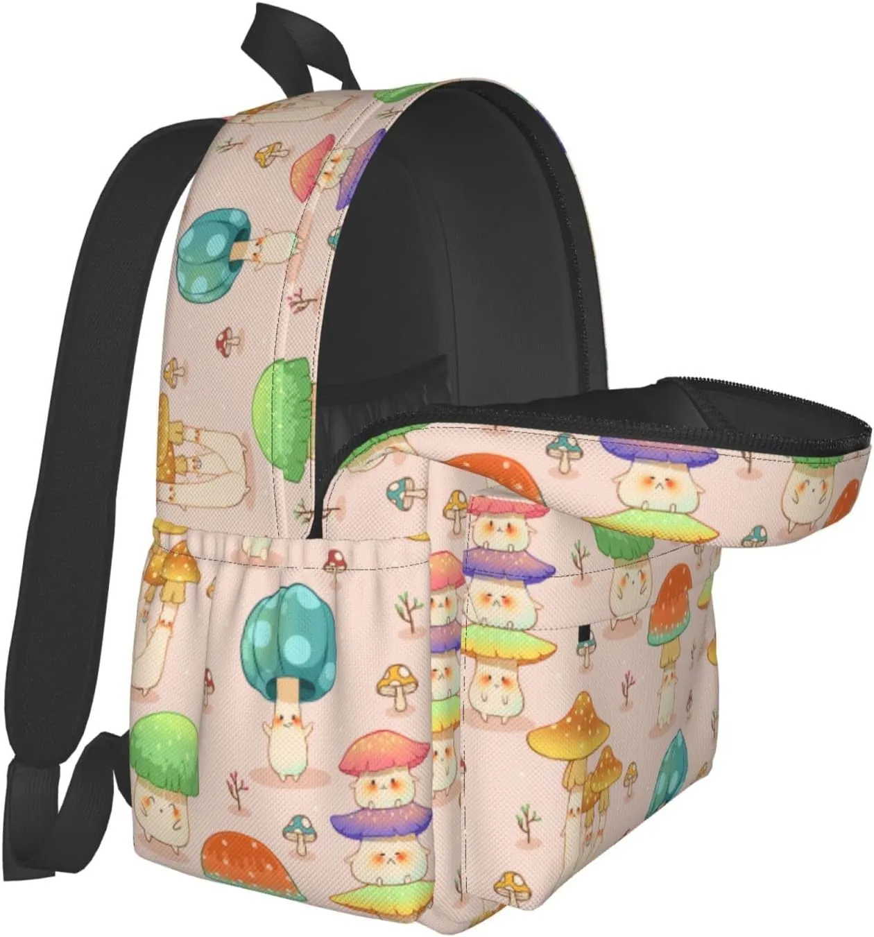 Shoggoth Mushroom Backpack 17 Inch Cute Mushroom Casual Daypack Lightweight Women's Laptop Backpack Campus Travel Bag for Women Men Hiking