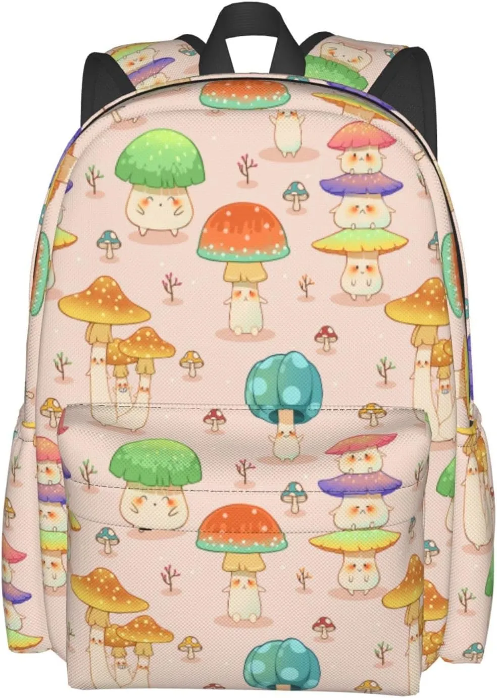 Shoggoth Mushroom Backpack 17 Inch Cute Mushroom Casual Daypack Lightweight Women's Laptop Backpack Campus Travel Bag for Women Men Hiking