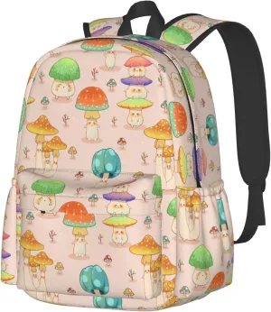 Shoggoth Mushroom Backpack 17 Inch Cute Mushroom Casual Daypack Lightweight Women's Laptop Backpack Campus Travel Bag for Women Men Hiking