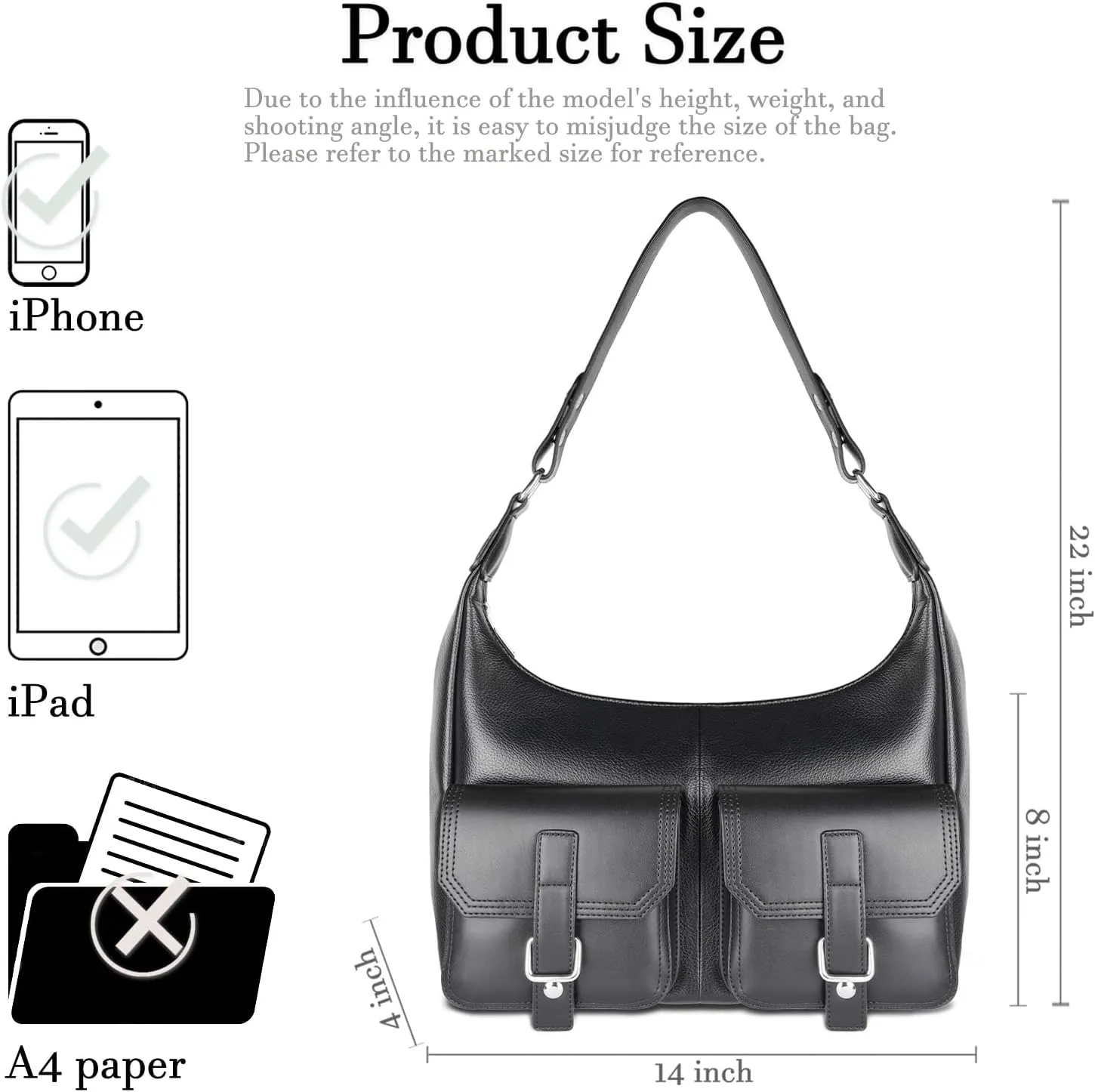 Shoulder Bag for Women, Black Toto Bags with Zipper Closure (#Black)