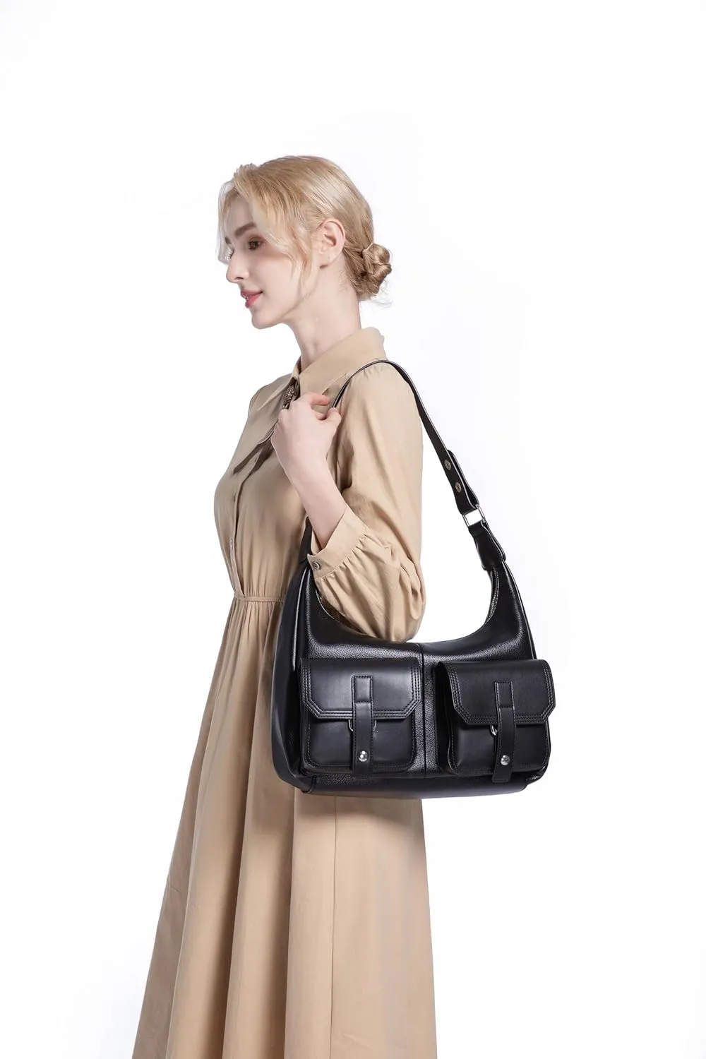 Shoulder Bag for Women, Black Toto Bags with Zipper Closure (#Black)