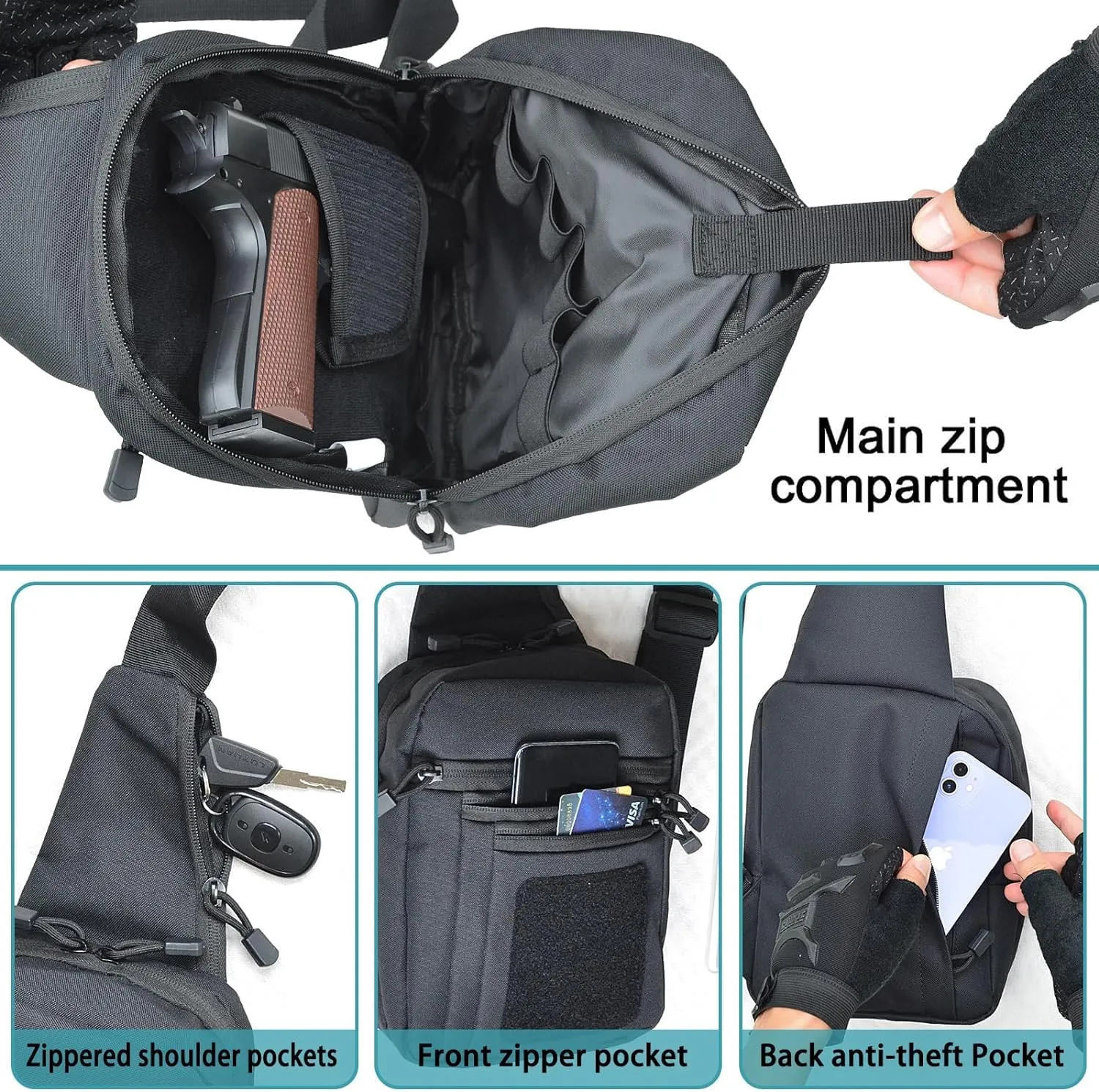 Shoulder holster bag for concealed carry of handguns Chest pack with Sling Ccw Sling Bag Tactical Crossbody Bag