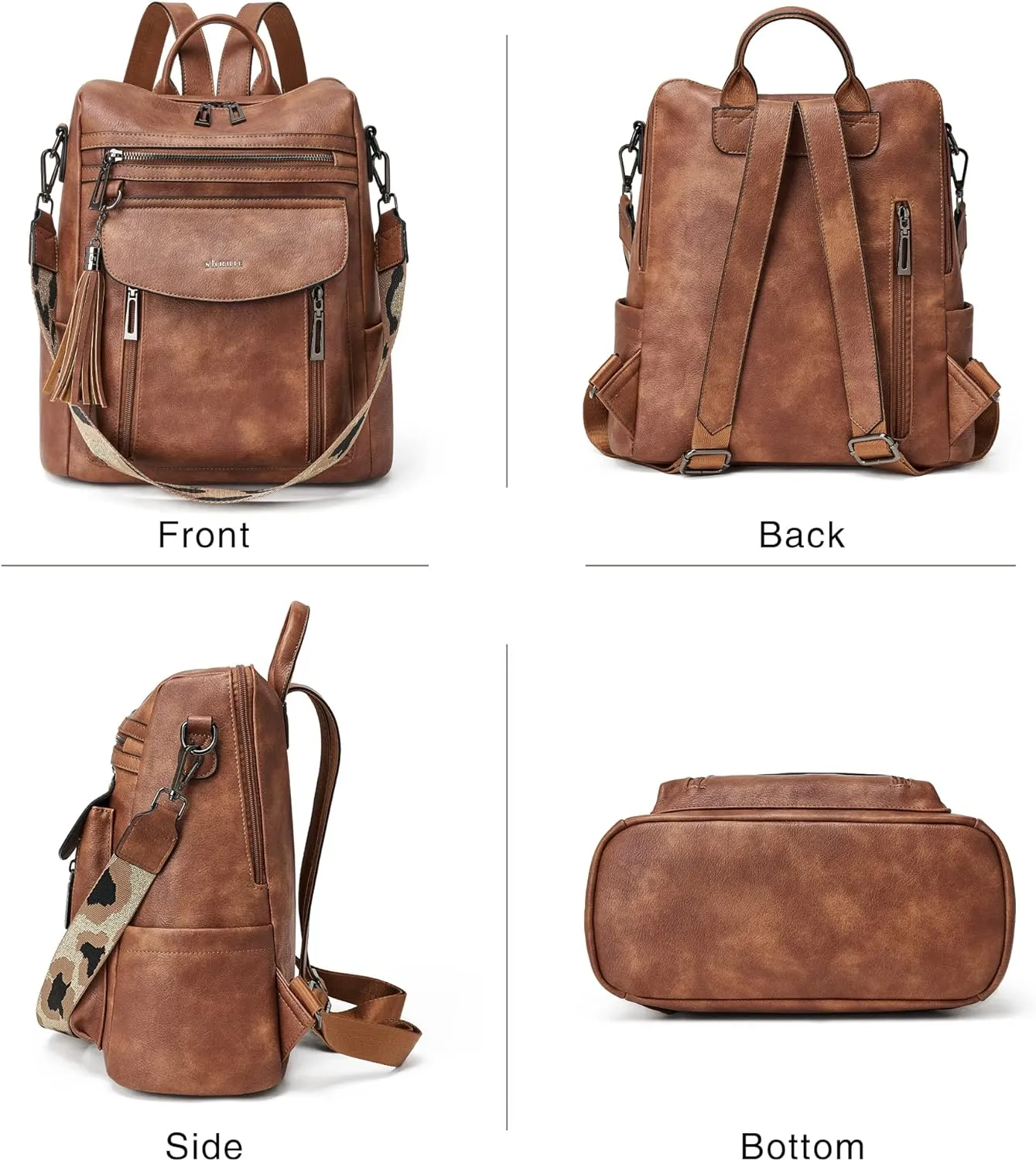Shrrie Backpack Purse for Women Fashion Leather Backpack Purse Designer Travel Backpack Convertible Shoulder Bag with Wristlet