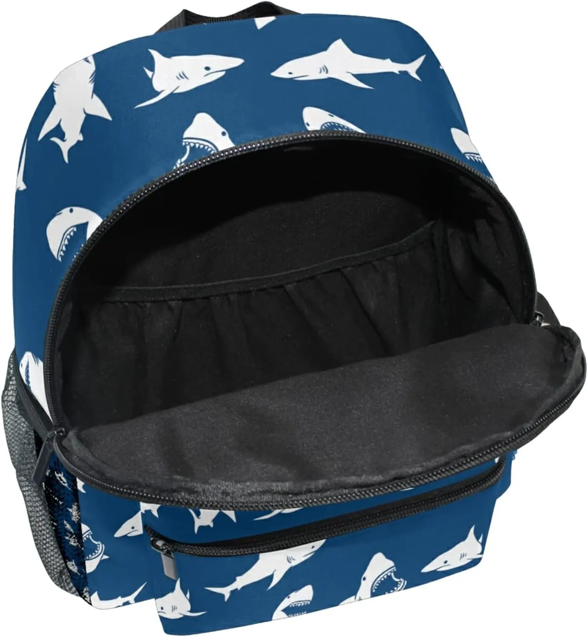 Sinestour Custom White Sharks Kid's Backpack with Name/Text - Preschool Backpack for Boys & Girls with Chest Strap