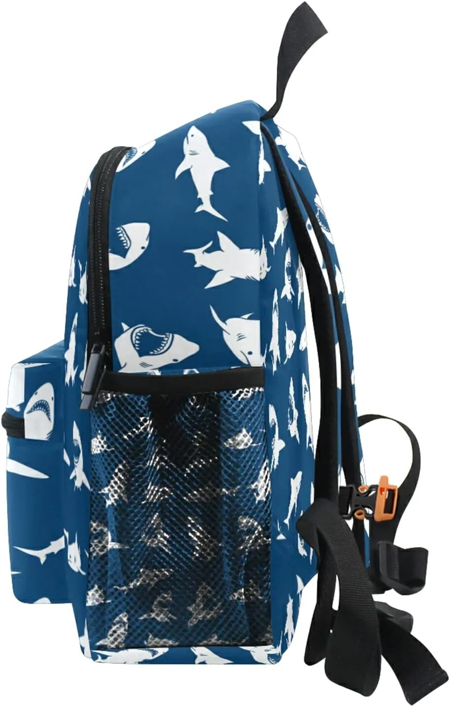 Sinestour Custom White Sharks Kid's Backpack with Name/Text - Preschool Backpack for Boys & Girls with Chest Strap