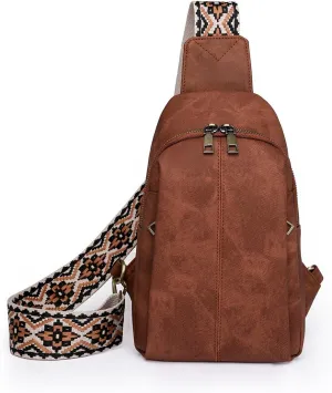 SIXVONA Sling Bag for Women, Leather Crossbody Bags Soft Leather Fanny Pack Chest Bag for Travel, Work, Sport, Outdoor