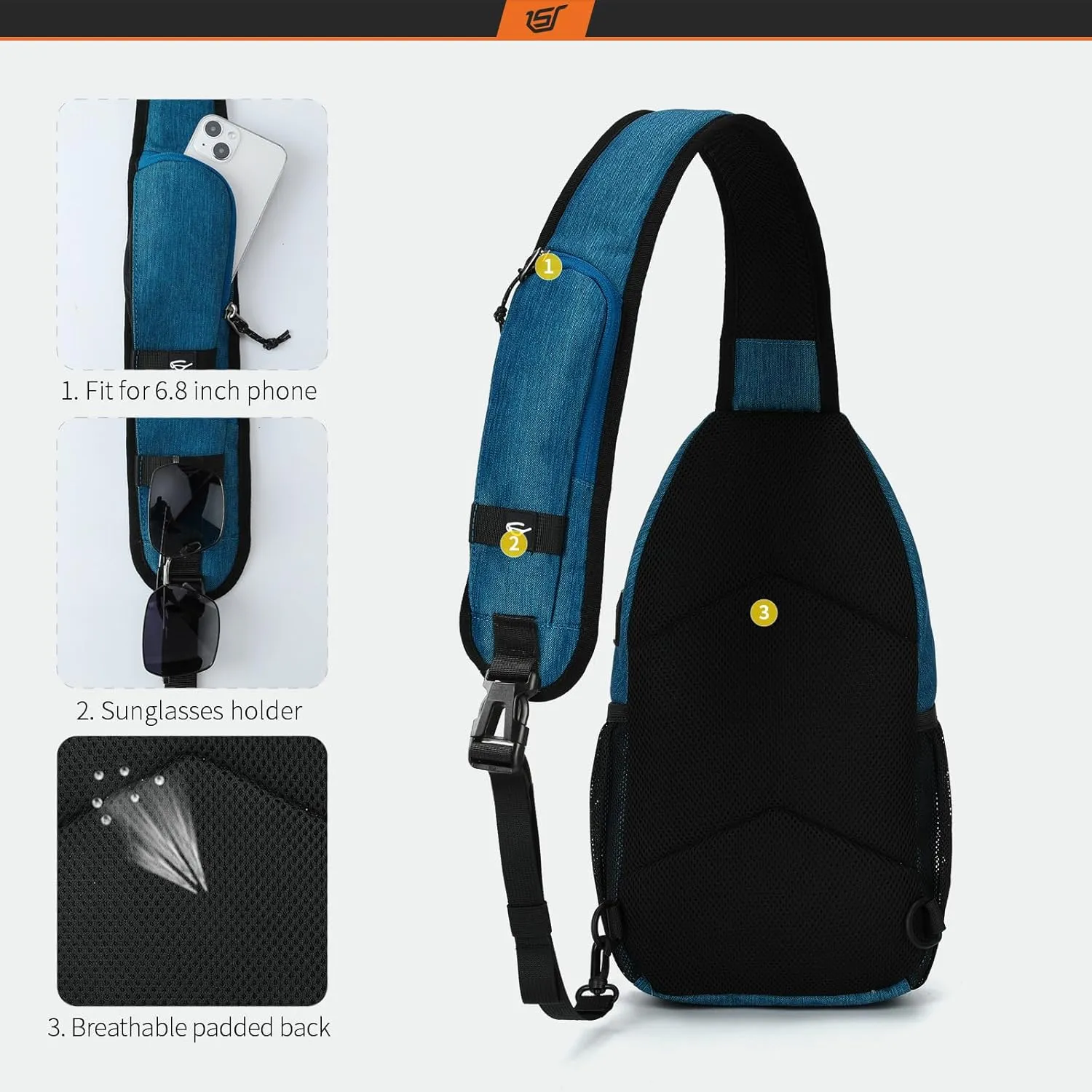 SKYSPER Sling Bag Crossbody Backpack - Chest Shoulder Cross Body Bag Travel Hiking Casual Daypack for Women Men(Blue)