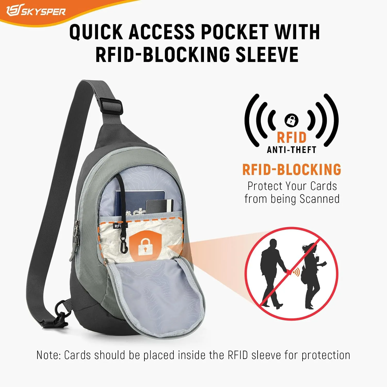 SKYSPER Sling Bag RFID Crossbody Sling Backpack Travel Cross Body Bag Shoulder Sling Daypack