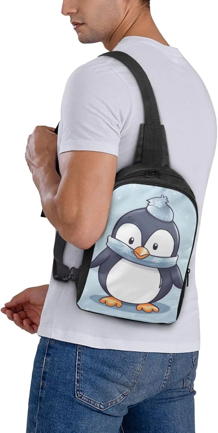 Sling Backpack Crossbody Sling Bag for Men Women Cross Chest Bag Cute Penguin Shoulder Bag Travel Hiking Daypack