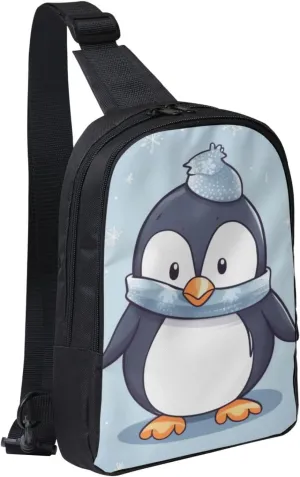 Sling Backpack Crossbody Sling Bag for Men Women Cross Chest Bag Cute Penguin Shoulder Bag Travel Hiking Daypack
