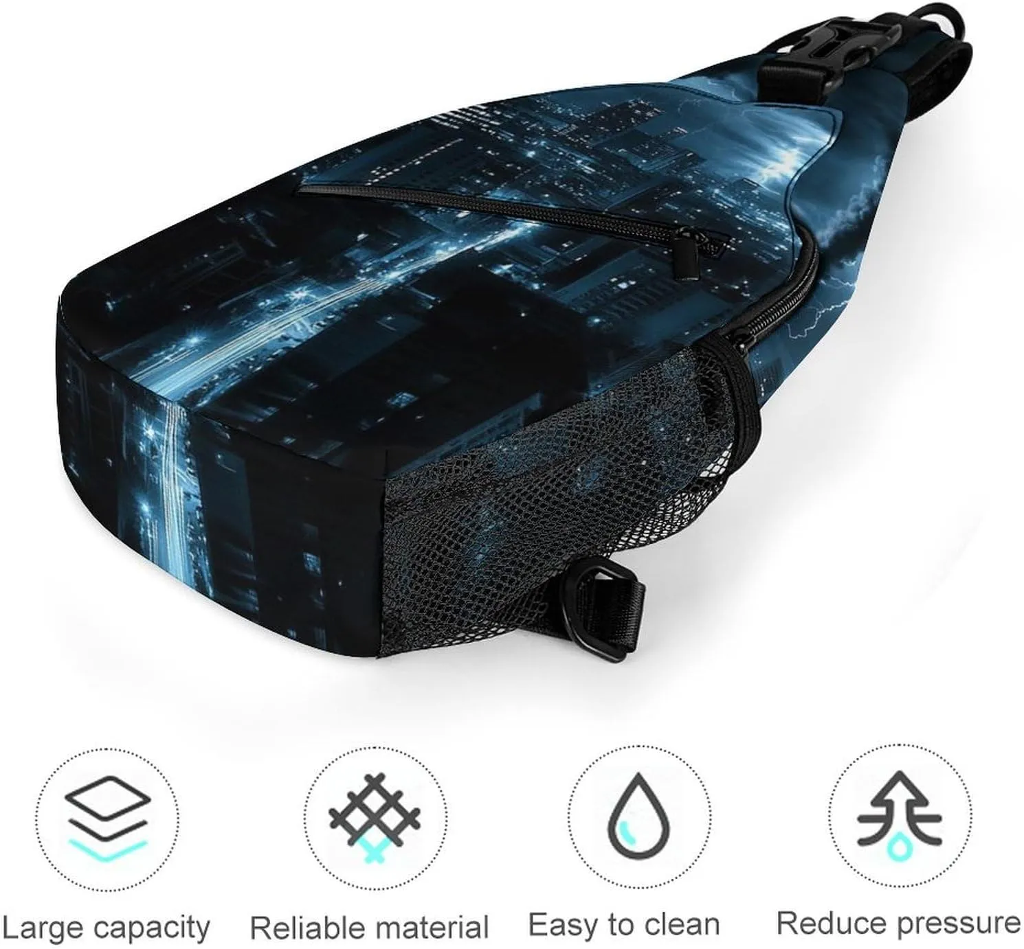 Sling Bag Backpack for Men Women Multipurpose Anti-Theft Satchel Bookbags Travel Rucksack Daypack Bookbag, Chicago City Tornado Storm Weather Art Shoulder Crossbody Bag Chest Pack