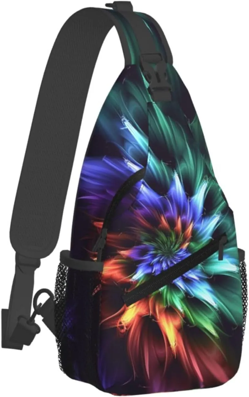 Sling Bag Crossbody Sling Backpack for Men Women Abstract Flower Cross Chest Bag Travel Hiking Daypack