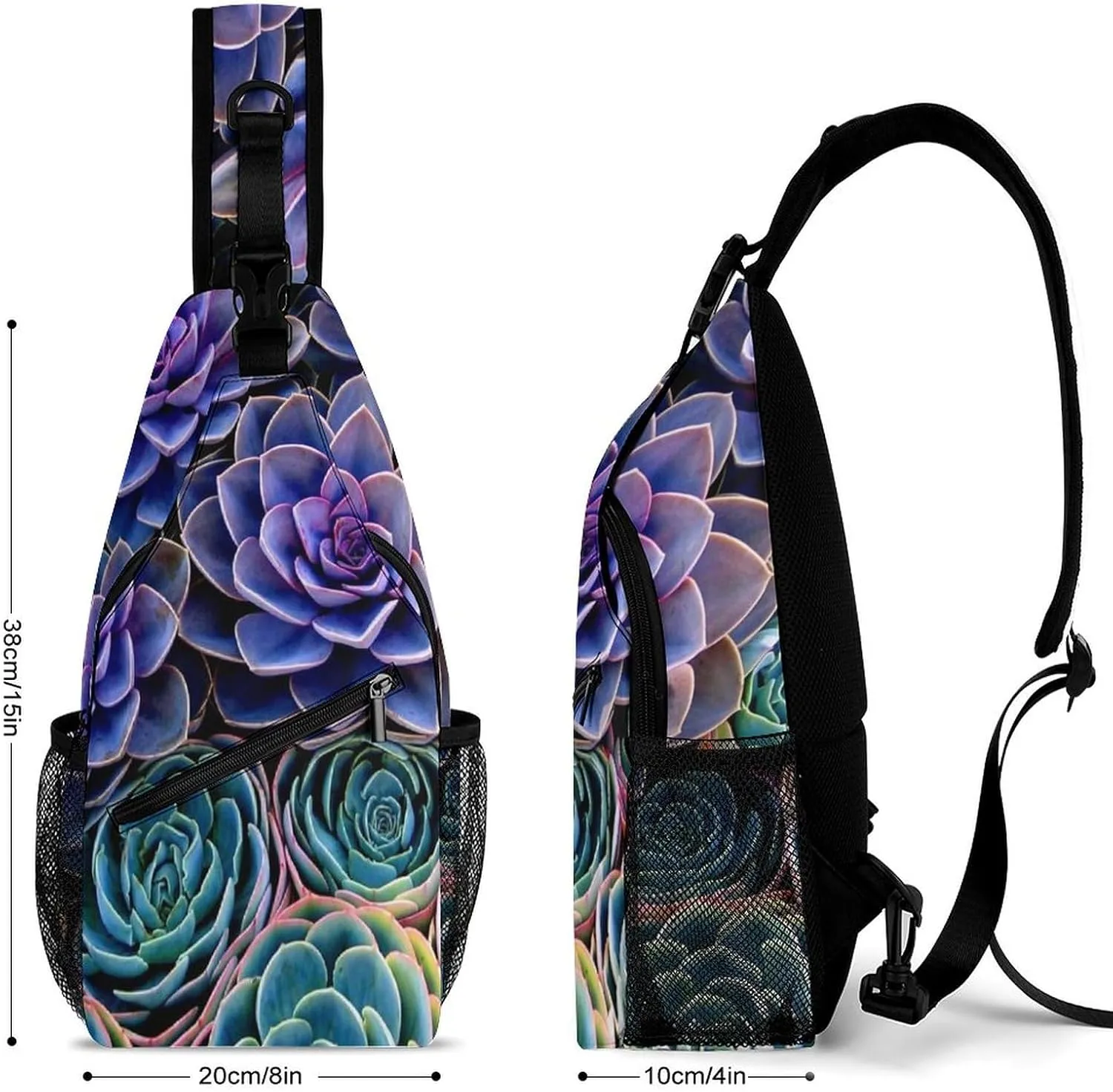 Sling Bag Crossbody Sling Backpack for Women Men Travel Hiking Daypack Chest Shoulder Bag (for Cactus Succulent Plants Pattern)