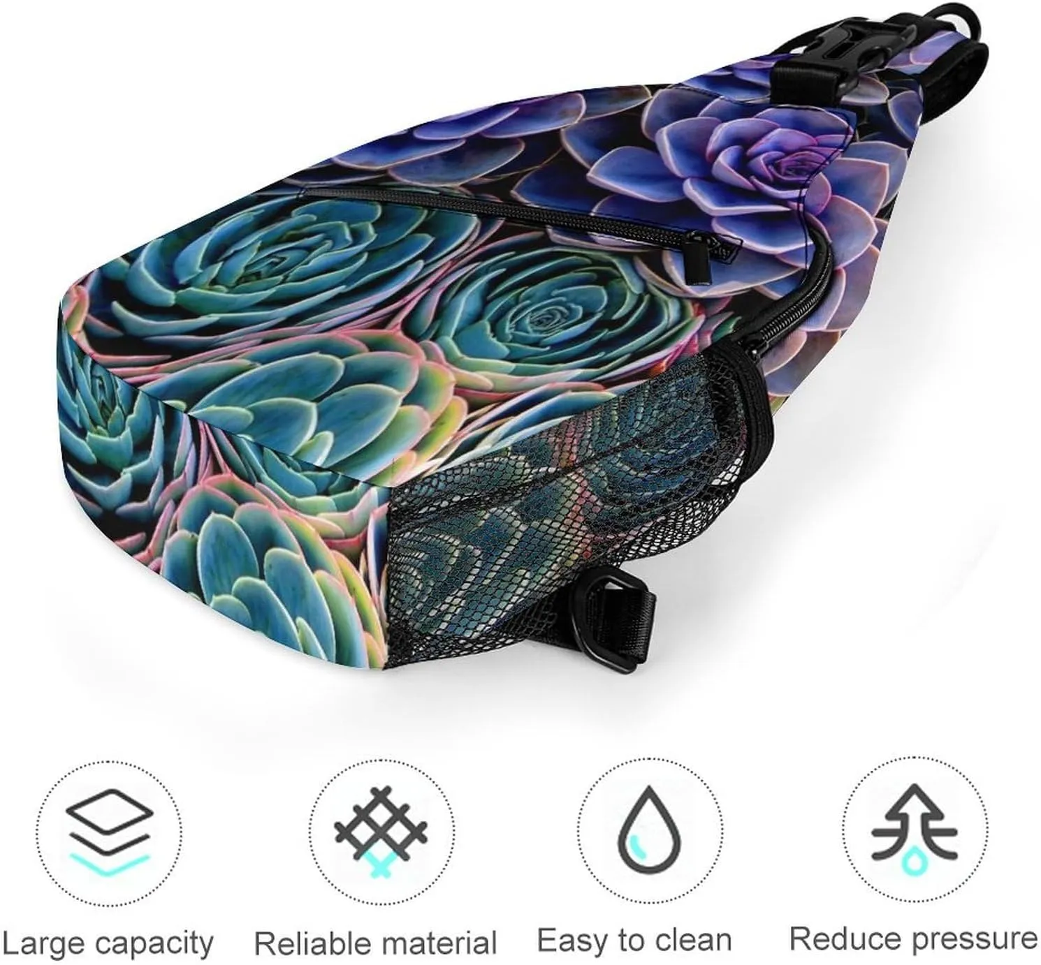 Sling Bag Crossbody Sling Backpack for Women Men Travel Hiking Daypack Chest Shoulder Bag (for Cactus Succulent Plants Pattern)