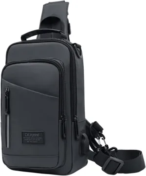 Sling Bag for Men Women Shoulder Backpack Crossbody Sling Chest Bags Daypack with USB Charging Port for Hiking Camping Outdoor Trip Work Grey