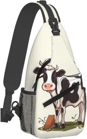 Sling Bag for Women Men Cross Chest Bag Dairy cow Sling Backpack Crossbody Shoulder Bag Fanny Pack Daypack