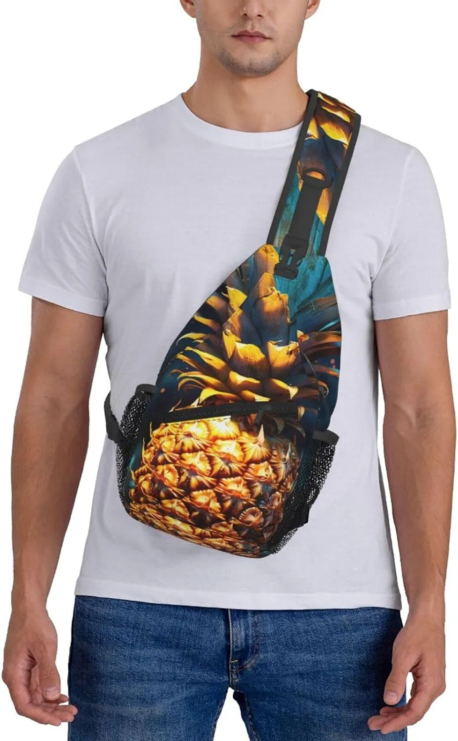 Sling Bag for Women Men Crossbody Bag Sling Backpack Flickering Pineapple Cross Body Bag Adjustable Chest Bag