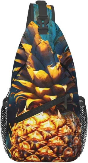 Sling Bag for Women Men Crossbody Bag Sling Backpack Flickering Pineapple Cross Body Bag Adjustable Chest Bag