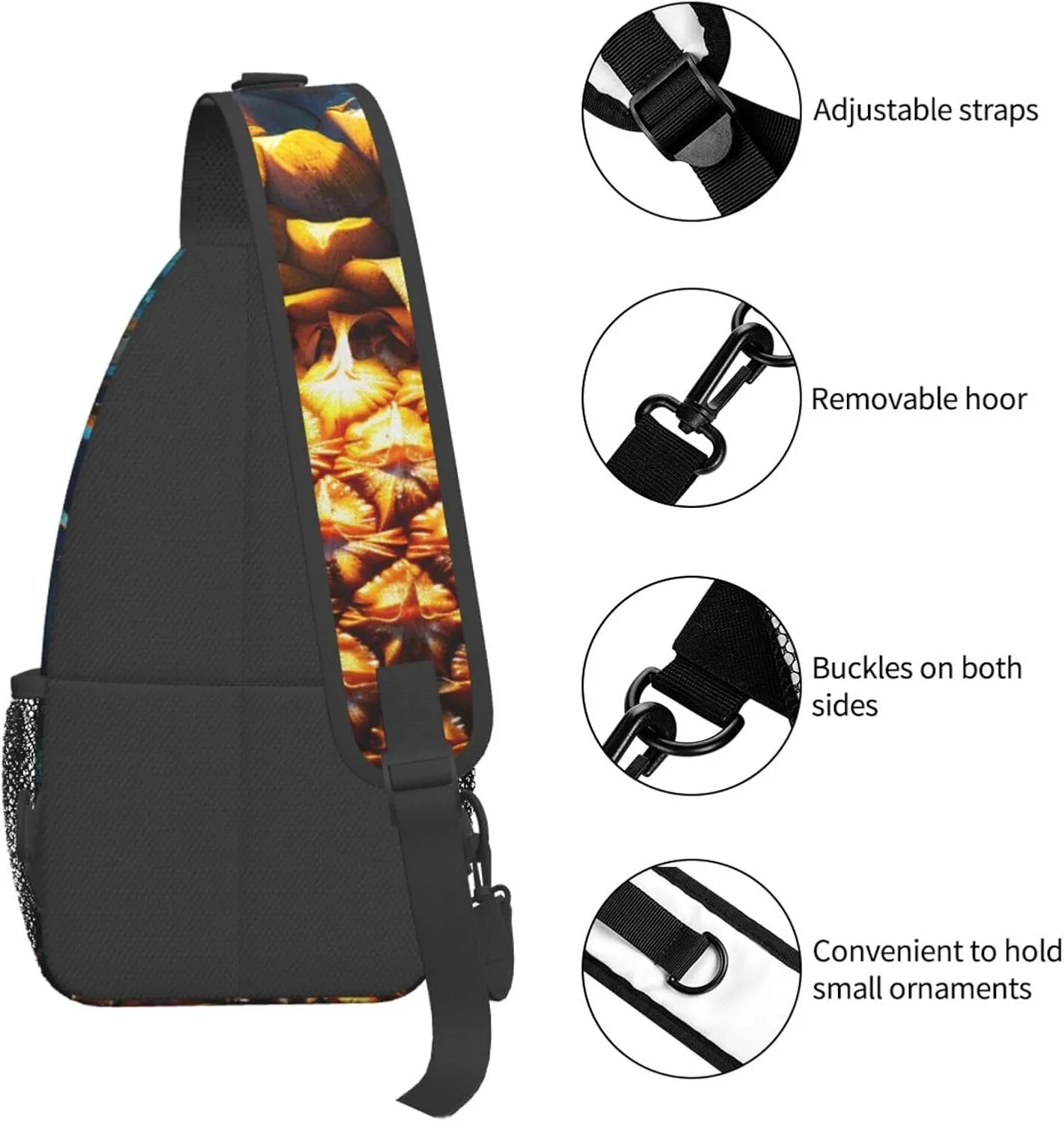 Sling Bag for Women Men Crossbody Bag Sling Backpack Flickering Pineapple Cross Body Bag Adjustable Chest Bag