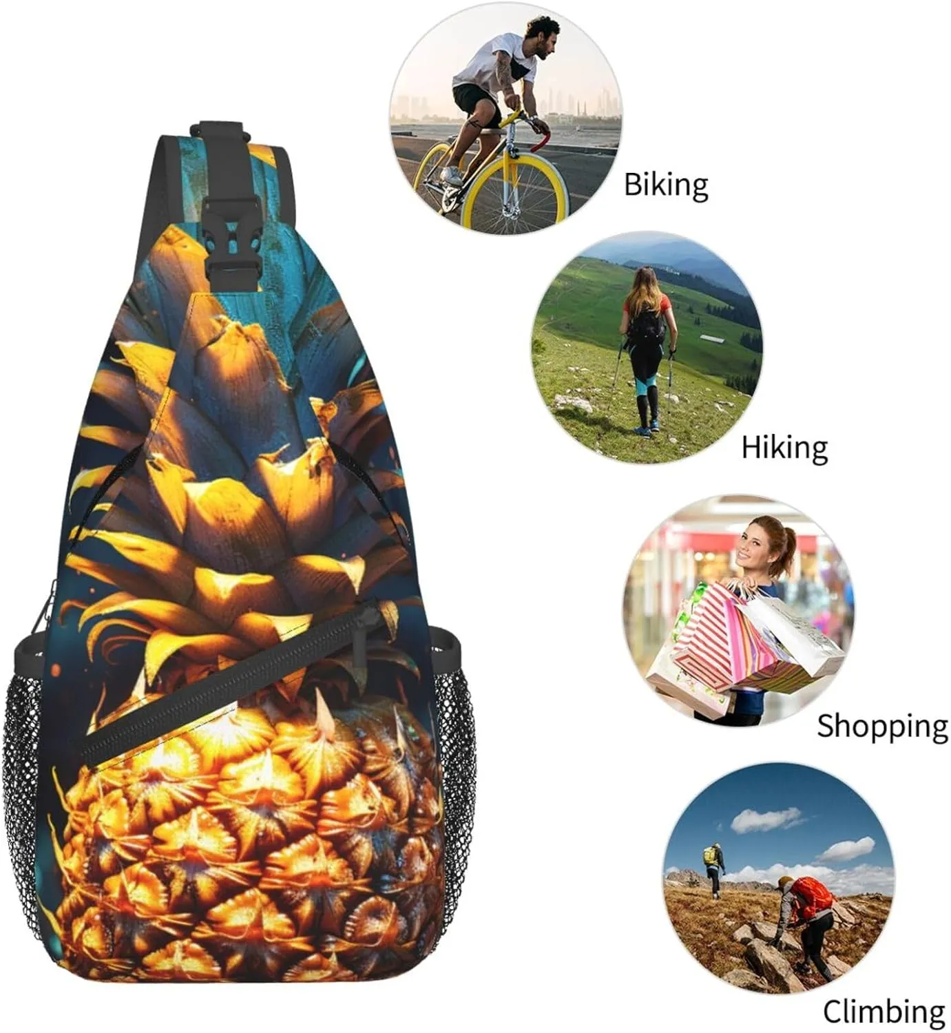 Sling Bag for Women Men Crossbody Bag Sling Backpack Flickering Pineapple Cross Body Bag Adjustable Chest Bag