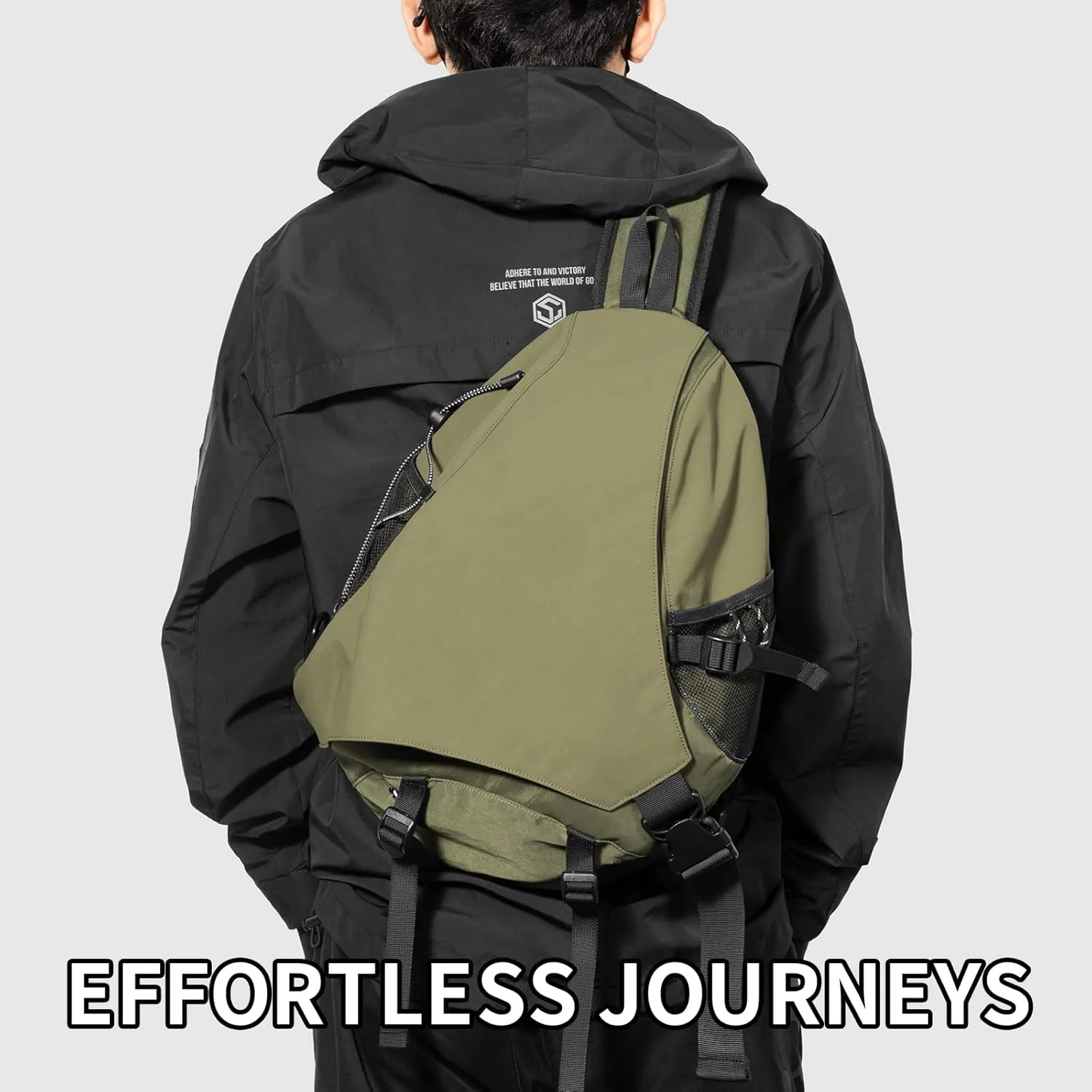 Sling Crossbody Backpack Shoulder Bag for Men Women One Strap Sling Bag Backpack for Hiking Walking Biking Travel Cycling (green, 18L)