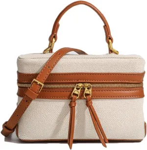 Slouchy Canvas Box Shoulder Bag Women Trendy Underarm Hobo Bags Cute Crossbody Purse Top-Handle Travel Tote Handbag 2025