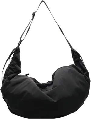 Slouchy Crescent Crossbody Shoulder Bag for Women Large Dumpling Tote Purse Canvas Handbags with Drawstring