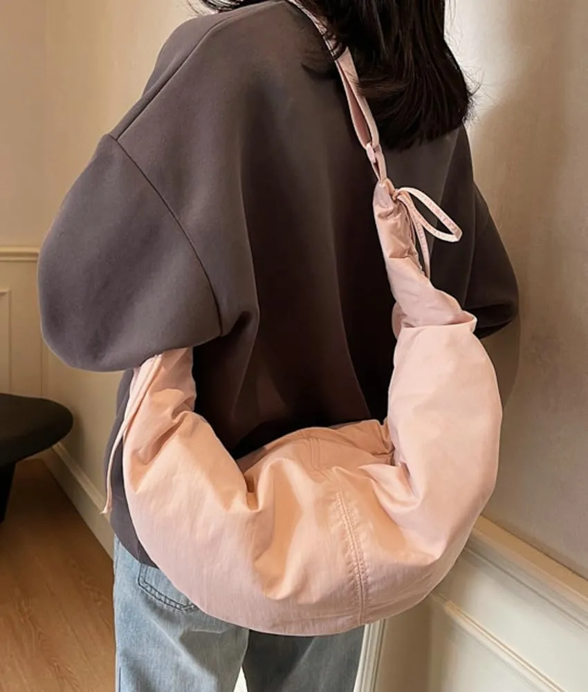 Slouchy Crescent Crossbody Shoulder Bag for Women Large Dumpling Tote Purse Canvas Handbags with Drawstring