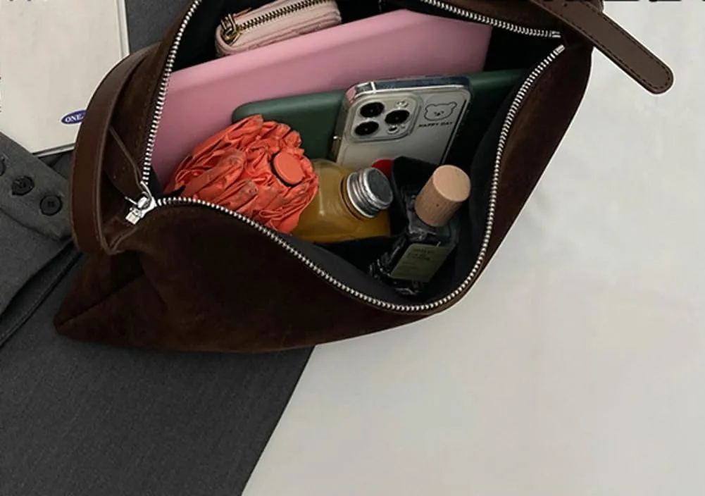 Slouchy Crossbody Purses for Women Retro Suede Shoulder Bag Hobo Bag Vintage Satchel Handbag Office Tote Purses Square Bag