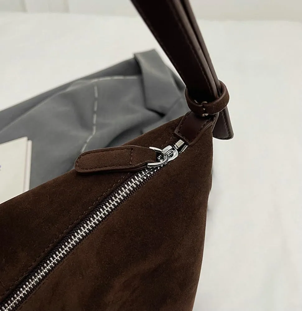 Slouchy Crossbody Purses for Women Retro Suede Shoulder Bag Hobo Bag Vintage Satchel Handbag Office Tote Purses Square Bag