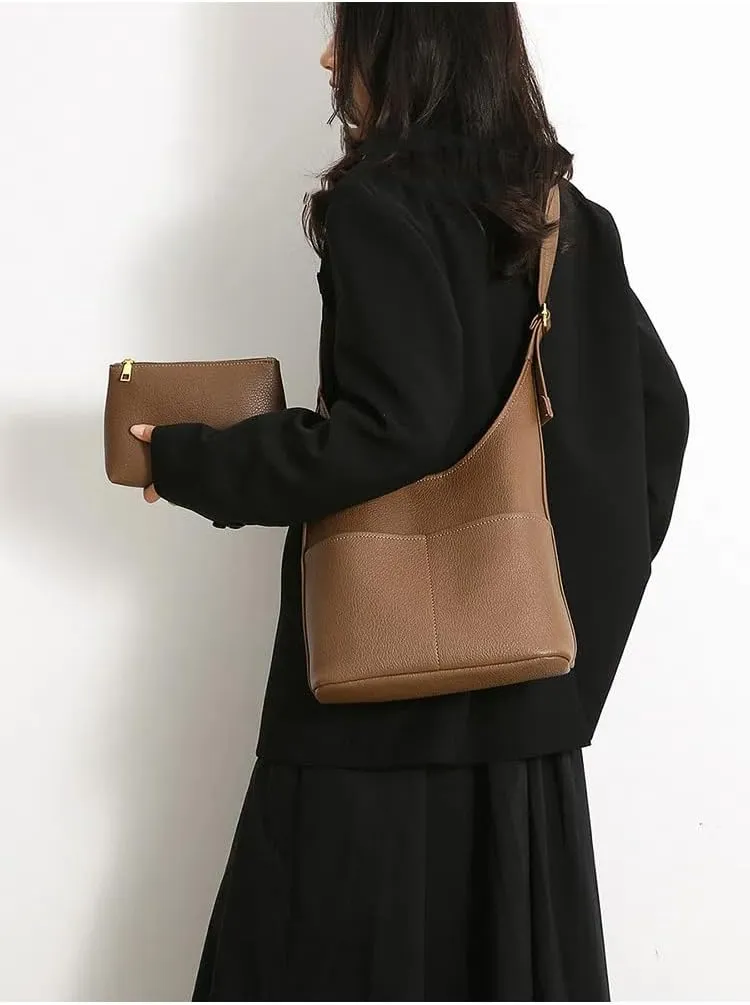 Slouchy Hobo Bags for Women - Soft Vegan Leather Large Tote Handbag with Coin Purse, Trendy Crossbody Shoulder Bag for Work