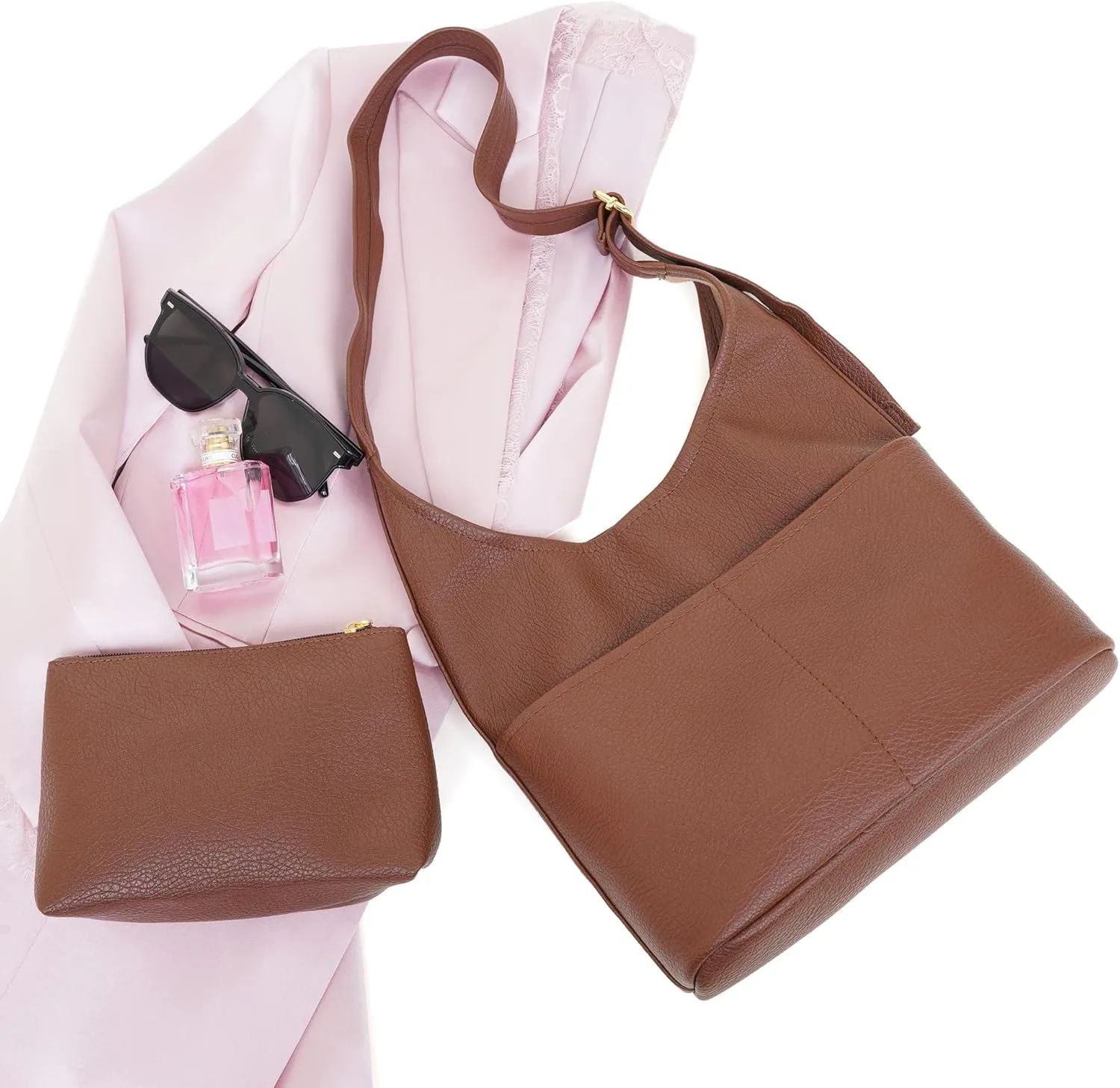 Slouchy Hobo Bags for Women - Soft Vegan Leather Large Tote Handbag with Coin Purse, Trendy Crossbody Shoulder Bag for Work