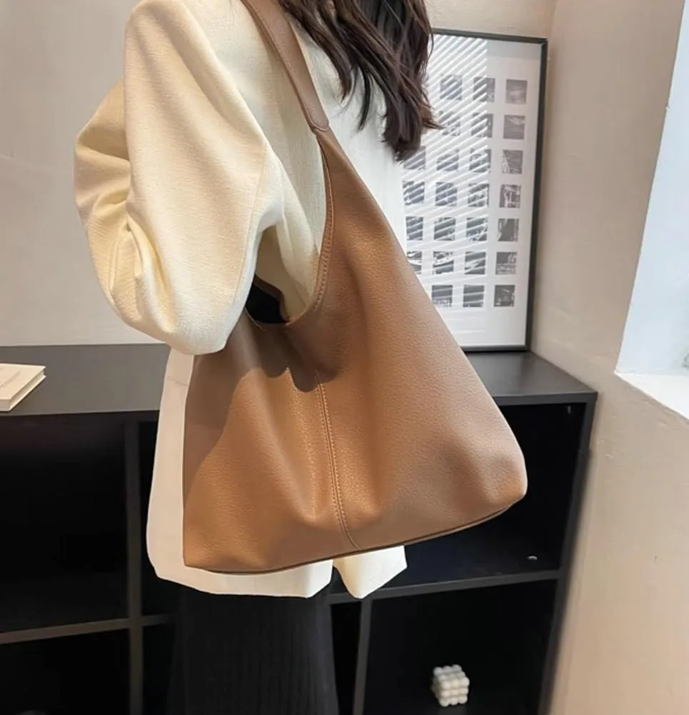 Slouchy Hobo Bags for Women Tote Bag Retro PU Leather Crossbody Bag Soft Shoulder Purses Handbags Large Capacity 2pcs