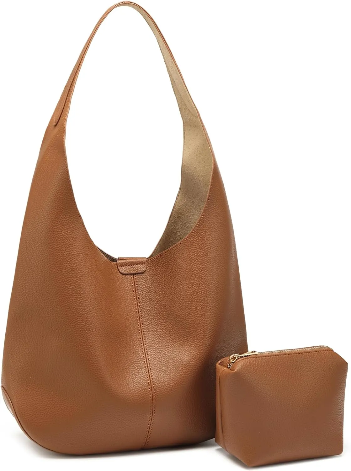 Slouchy Hobo Bags for Women Tote Bag Soft Vegan Leather Shoulder Purses 2 Pcs