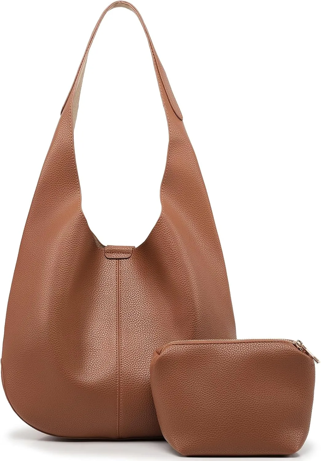 Slouchy Hobo Bags for Women Tote Bag Soft Vegan Leather Shoulder Purses 2 Pcs