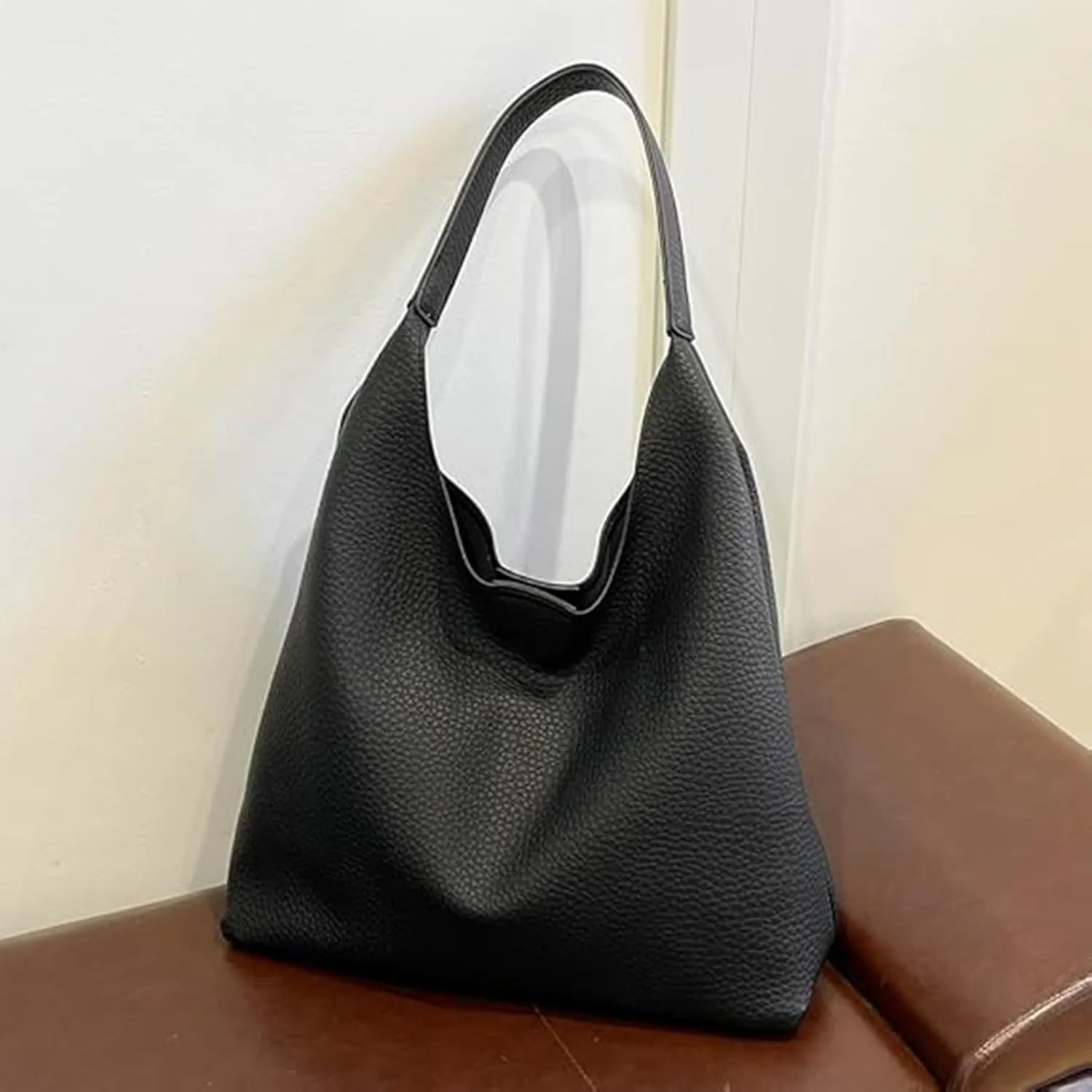 Slouchy Hobo Bags for Women Tote Bag,Retro PU Leather Crossbody Bag,Soft Shoulder Purses Handbags Large Capacity 2pcs