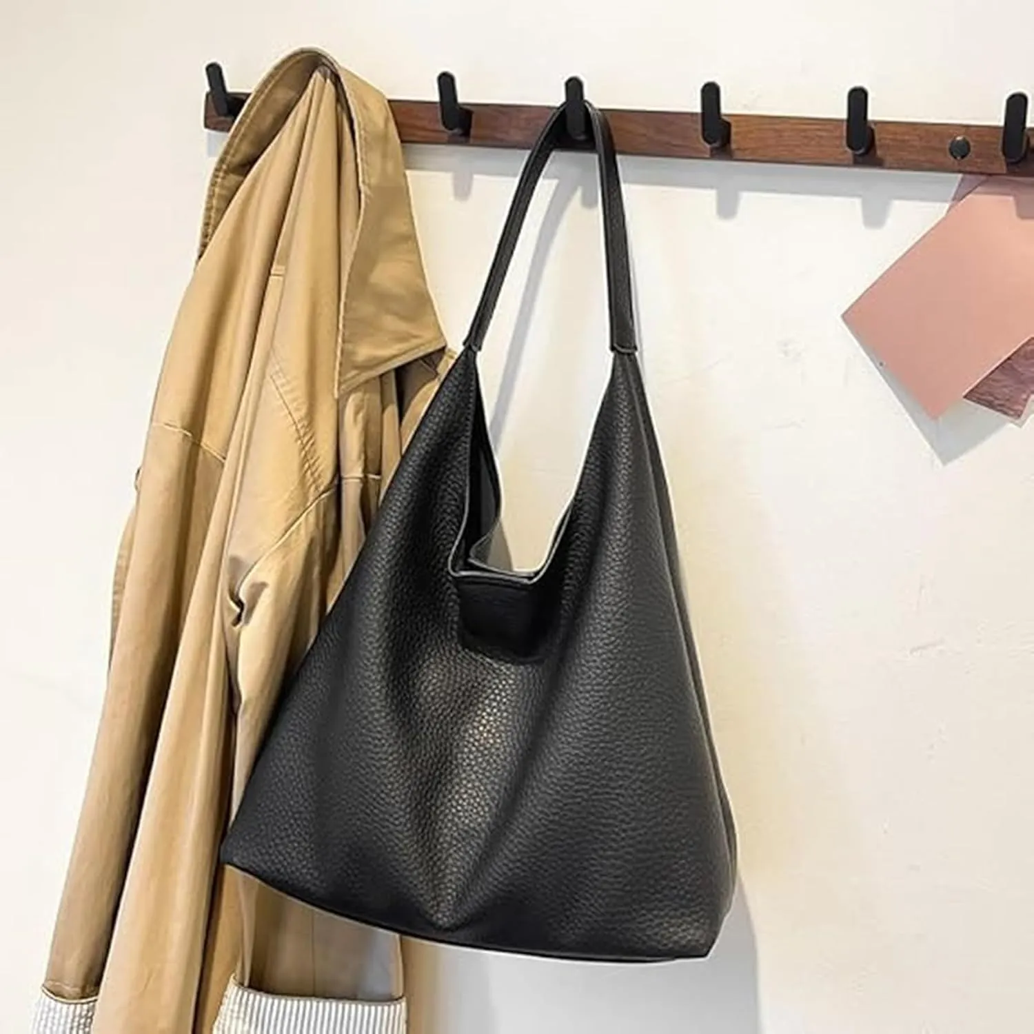 Slouchy Hobo Bags for Women Tote Bag,Retro PU Leather Crossbody Bag,Soft Shoulder Purses Handbags Large Capacity 2pcs