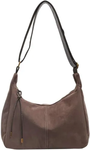 Slouchy Suede Shoulder Bag for Women Large Soft Totes Working Purse Handbag Dumpling Crossbody Satchel with Zipper