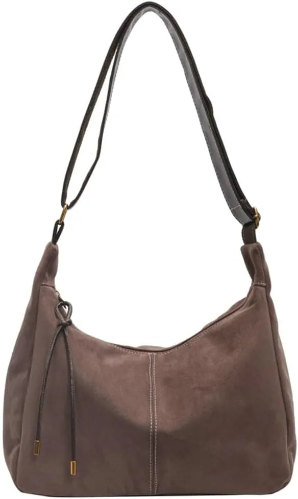 Slouchy Suede Shoulder Bag for Women Large Soft Totes Working Purse Handbag Dumpling Crossbody Satchel with Zipper