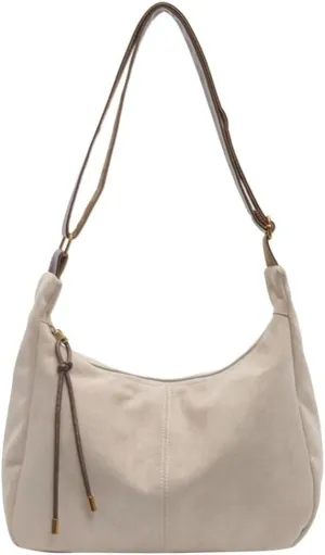 Slouchy Suede Shoulder Bag for Women Large Soft Totes Working Purse Handbag Dumpling Crossbody Satchel with Zipper