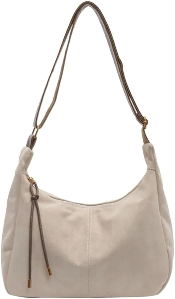 Slouchy Suede Shoulder Bag for Women Large Soft Totes Working Purse Handbag Dumpling Crossbody Satchel with Zipper