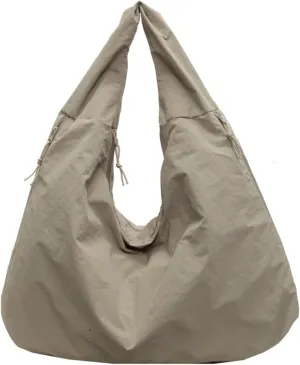 Slouchy Tote Bag 2025 Nylon Solid Pleated Handbag Men Women Large Shoulder Travel Gym Commute Hobo Weekend Vacation