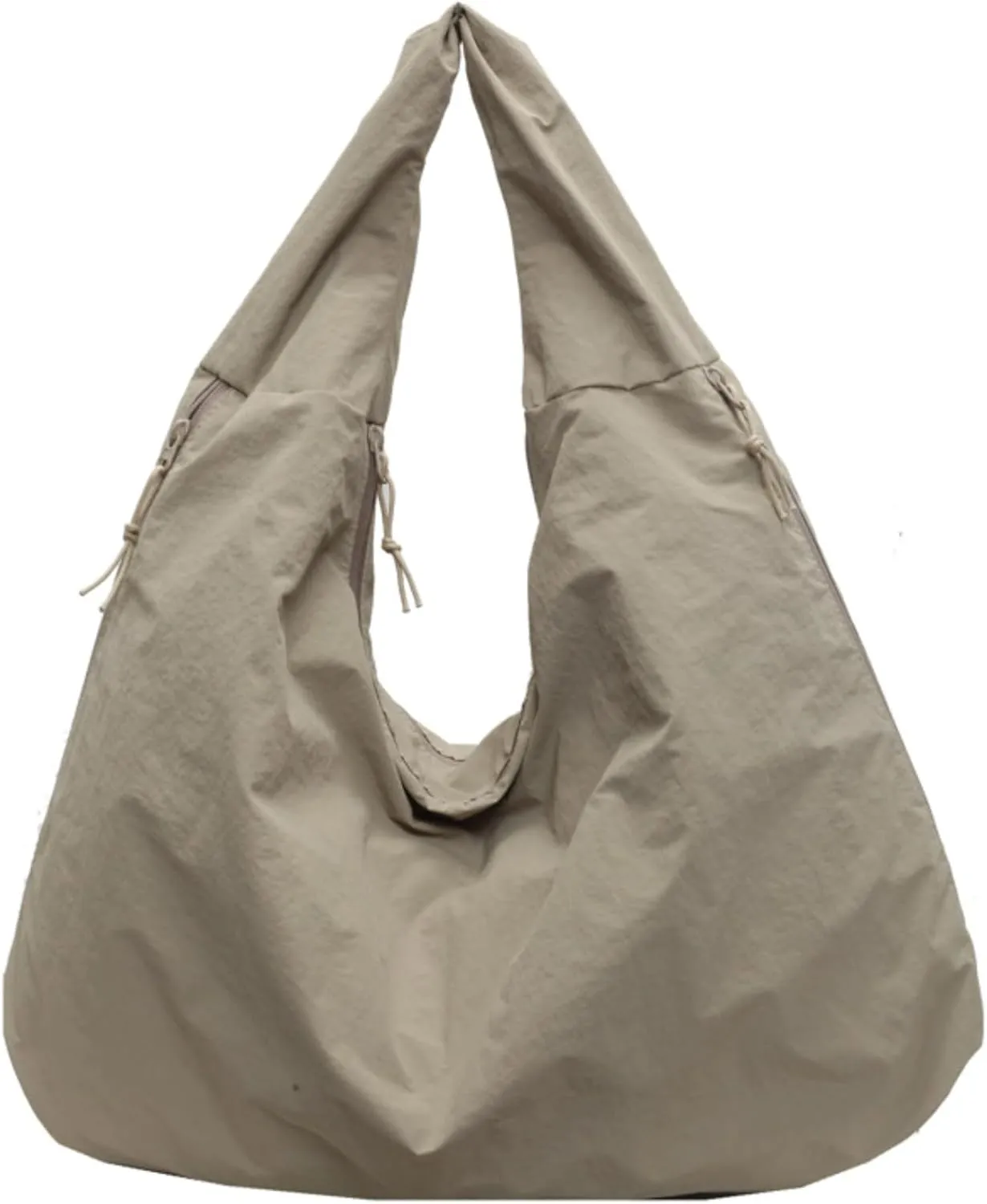 Slouchy Tote Bag 2025 Nylon Solid Pleated Handbag Men Women Large Shoulder Travel Gym Commute Hobo Weekend Vacation