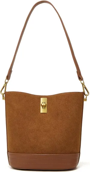 Small Bucket Bag Bucket Purse for Women Shoulder Purse Crossbody Handbag Mini Faux Suede Hobo Bag