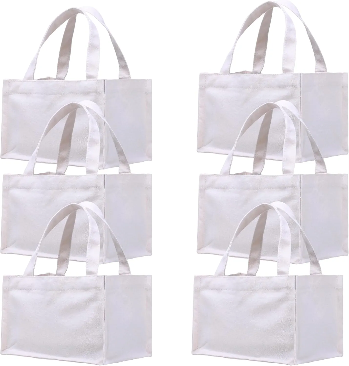 Small Canvas Tote Bags Personalized Mini Gift Bag DIY Crafts Blank Reuseable Tote Bags Bulk-10" x 7" x 6"