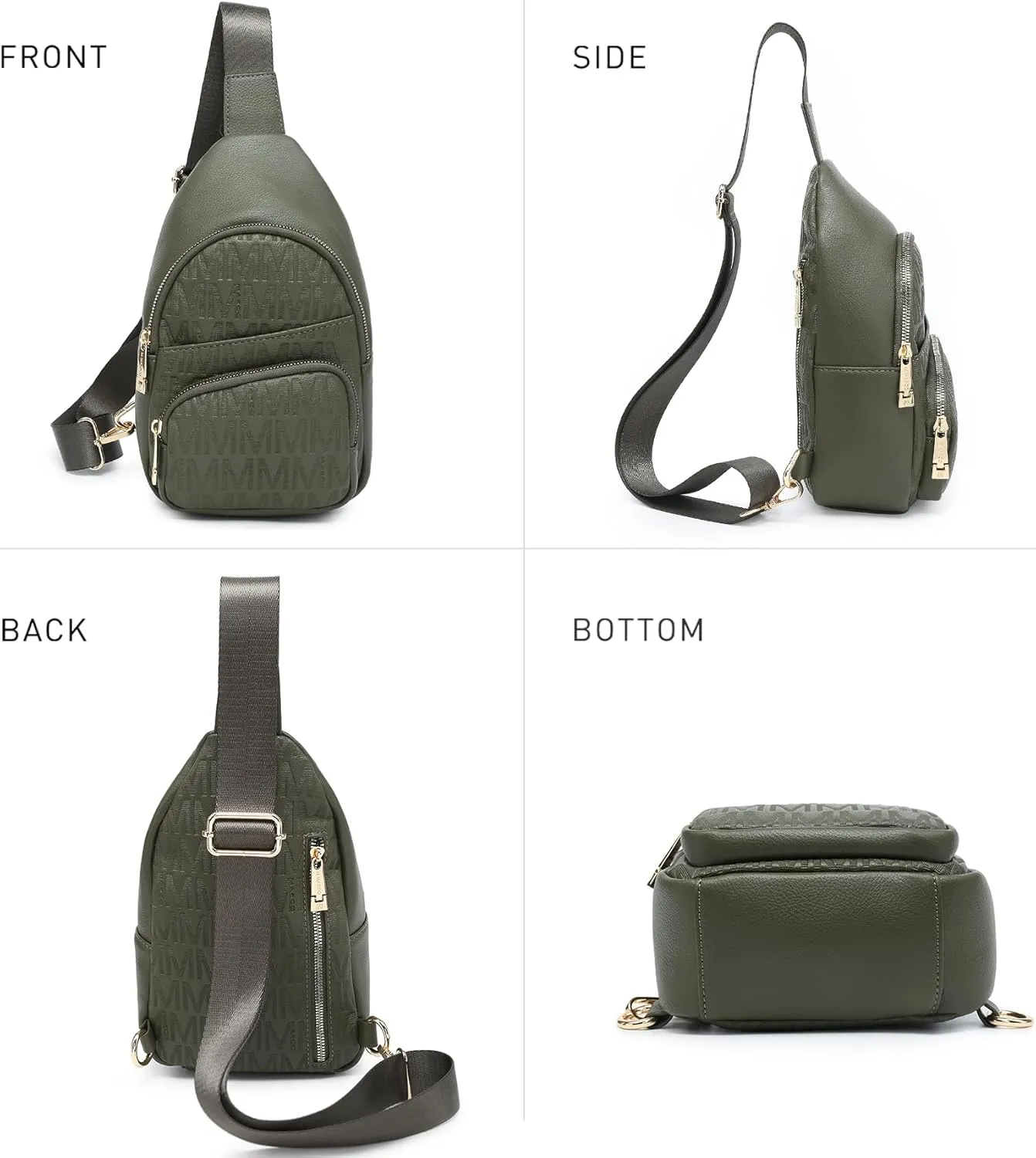 Small Crossbody Bag for Women Pu Leather Sling Purse Trendy Fanny Pack Chest Bag for Travel