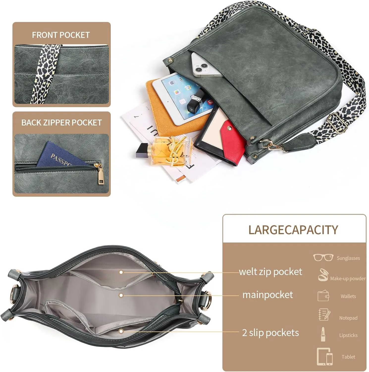Small Crossbody Purse Leather Crossbody Bags for Women Fashion Handbag Cell Phone Crossover Shoulder Bag for Women